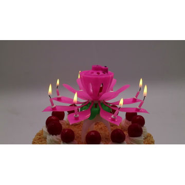 Birthday party firework musical lotus flower shape cake candles